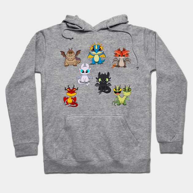 Dragons set, httyd characters, how to train your dragon, cute baby dragons for kids Hoodie by PrimeStore